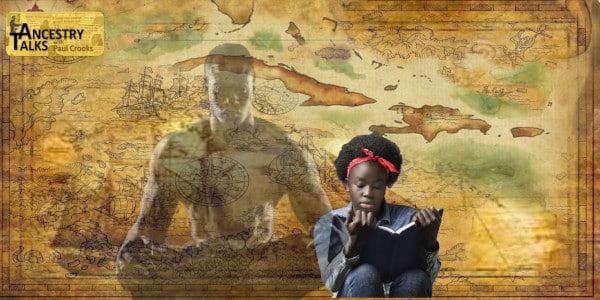 girl reading Black History overseen by her african american ancestor