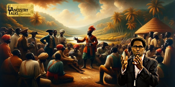 black-history-month-spanish-maroons-emancipation-2 Leading Black History Month speaker and African Caribbean genealogist Paul Crooks demonstrating his lecturing skills showing passion