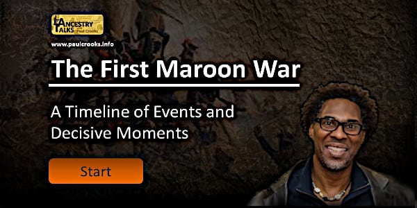 Headshot of Paul Crooks with first maroon war timeline promotional text