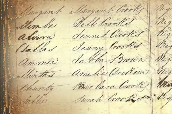 19th-century Jamaican plantation record showing Jeany Crooks, an ancestor connected to the Crooks family lineage