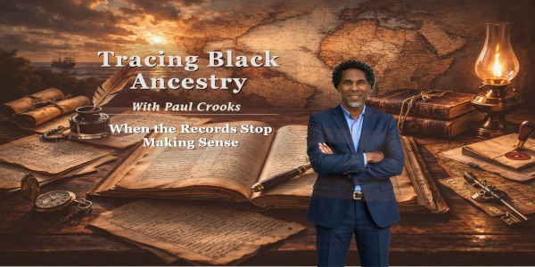 Tracing Black Ancestry talk by Paul Crooks explaining why records stop making sense